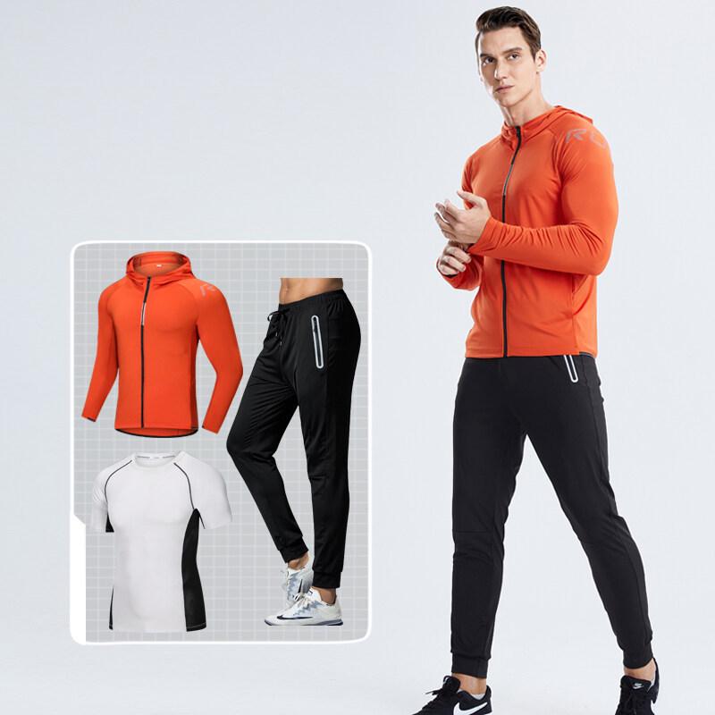 Men's Breathable Basketball Sportswear Set: Sweat-Wicking Autumn Jacket & Tight Long Pants for Running & Fitness