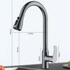 Kitchen Basin Tap Stainless Steel Mixing Taps Dishwashing Basin Splash-proof Booster Water Faucet New Pull-out Sink Faucet