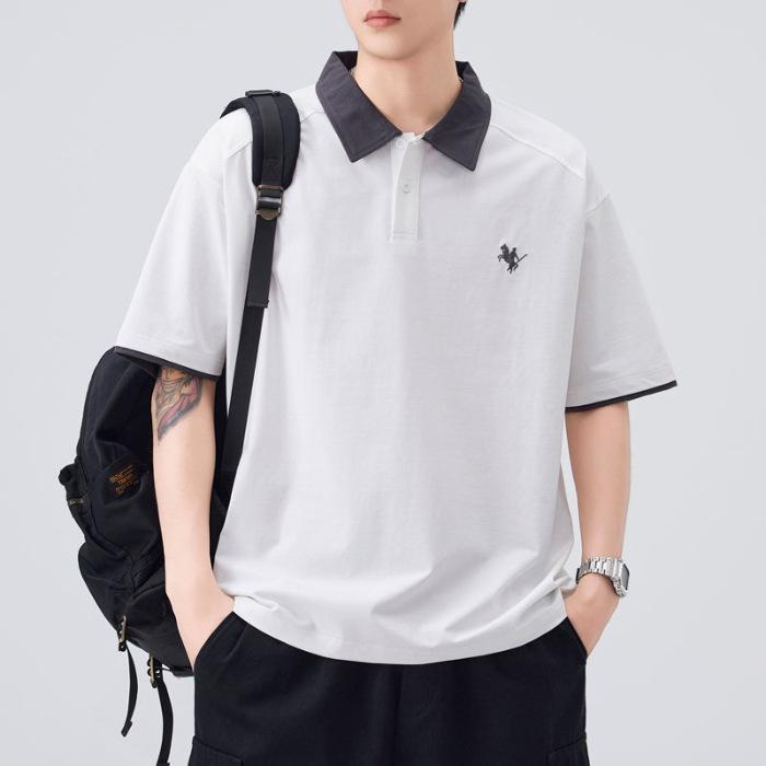 Men's Summer New Loose Short-sleeved POLO Shirt Men's Lapel Thin Short T-top