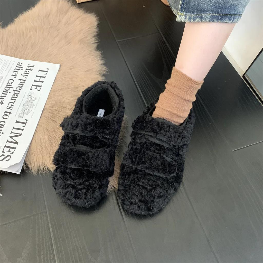 Fashion Women Shoes Autumn Loafers Fur Modis Round Toe Female Footwear Soft Casual Sneaker Fall Comfortable New 2025 Dress Moccasin Lace