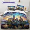 Oil Painting Style Castle Pattern Bedding Quilt Set  Home Decoration  Gift (1 * duvet cover + 2 * pillowcase  without core)