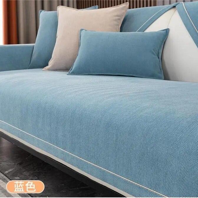 Chenille L-shaped Sofa Cushion Pillowcase Anti Slip Wear-resistant Solid Color Settee Towel Universal for All Seasons Sofa Cover