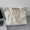 Minimalism Tote Shopping Bag for Lady Cartoon Canvas Shoulder Bag Women Students Cotton Cloth Eco Shopper Bag