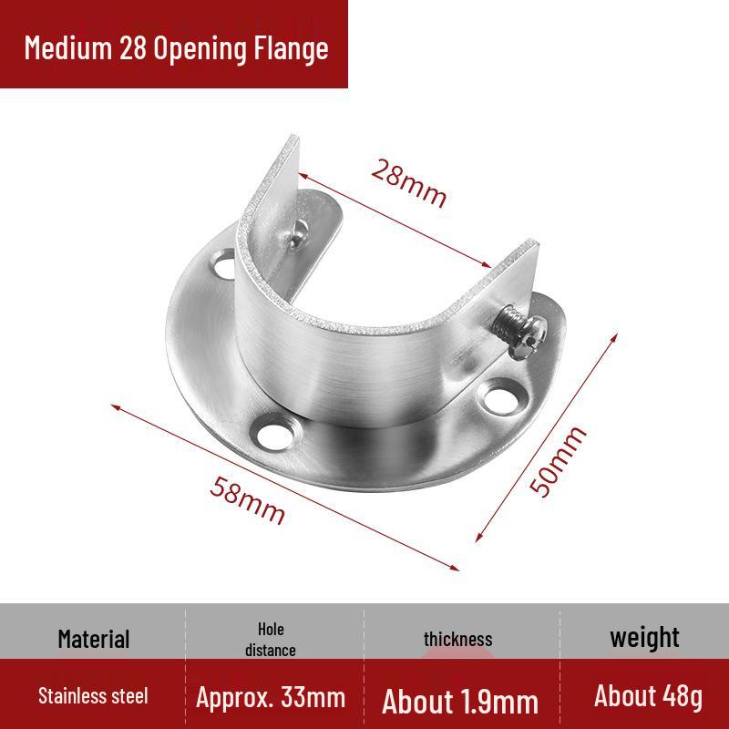 Stainless Steel Round Flange Base Wardrobe Clothes Rail Holder and Towel Rack Fixing Accessories.
