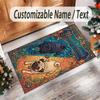 Pug Theme Crystal Velvet Floor Rug Personalized Custom Name Text Warm Carpet Home Decoration