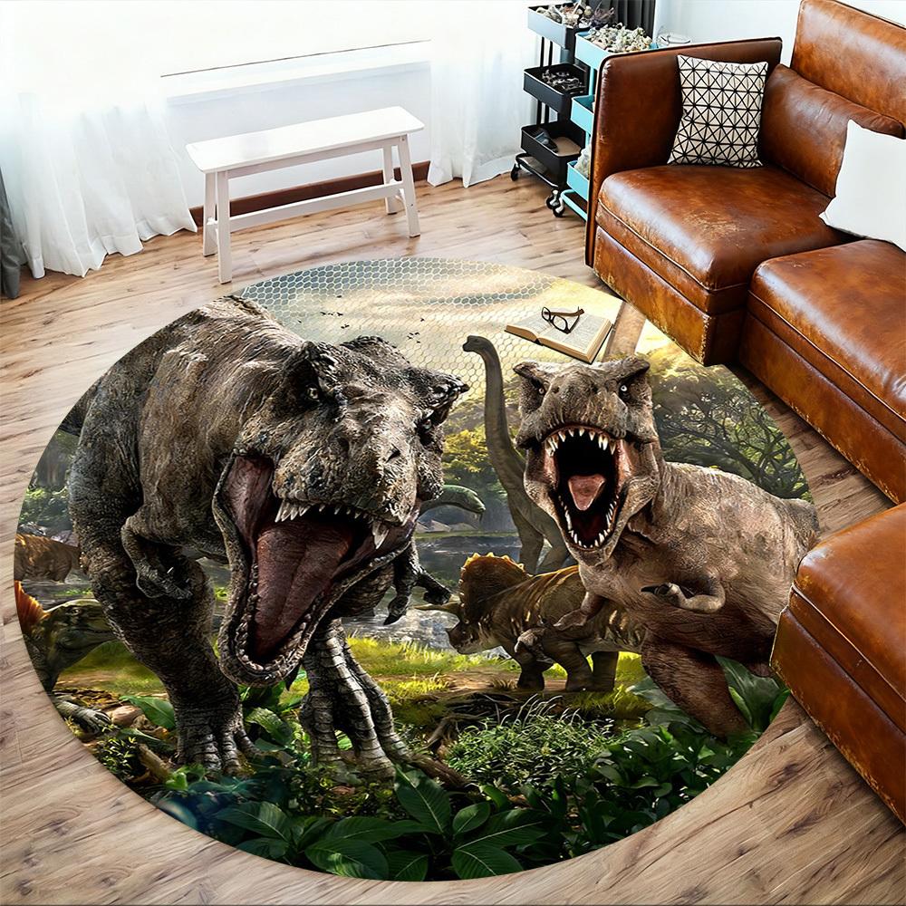 1pc Dinosaur Prehistoric Round Chair mat office Area Rug - Non-Slip, Floor Mat for Office, Bedroom, and Indoor Decor p127188