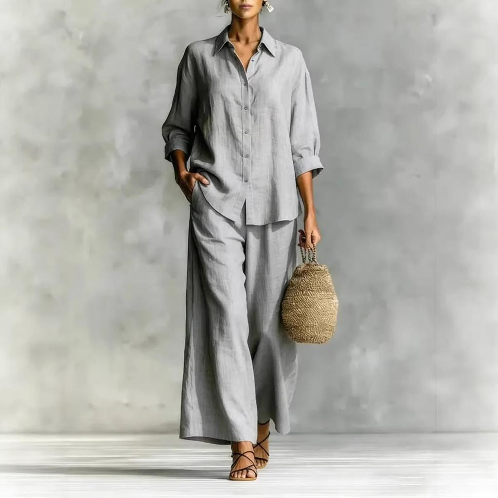 TIFICY Pantaloni da donna moda casual primavera autunno stampa tinta unita manica lunga collo a polo pantaloni tute