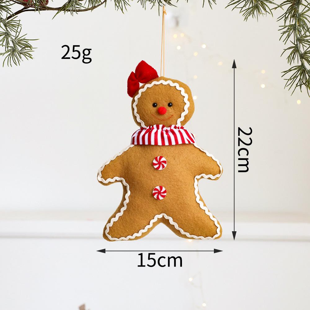 Gingerbread Man Plush Pom-Pom Christmas Tree Ornament