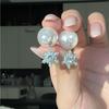 Snowflake Pearl Stud Earrings: Elegant, Two-Way Wear, Crystal Design, Fashionable & Versatile.