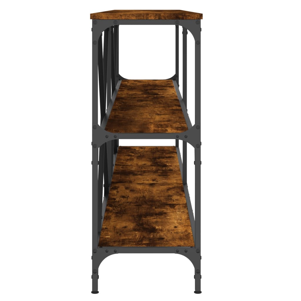 Console Table Smoked Oak 200 x 30 x 75 cm Wood Based Material and Iron