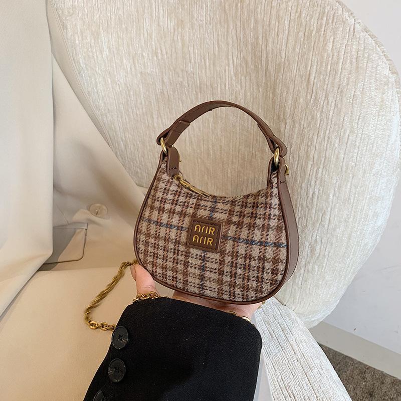 New Mini Children's and Girls' Fashion Accessories Bag Crescent Bag Plaid Leopard Print Crossbody Women's Small Shoulder Bag