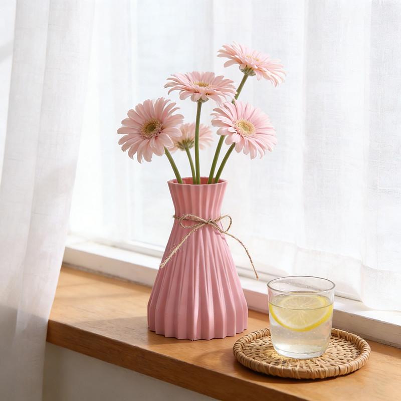 Creative Origami Vase European Pleated Vase Plastic Waist Folding Flower Vase Folding Paper Style Dry Flower Bottle Modern