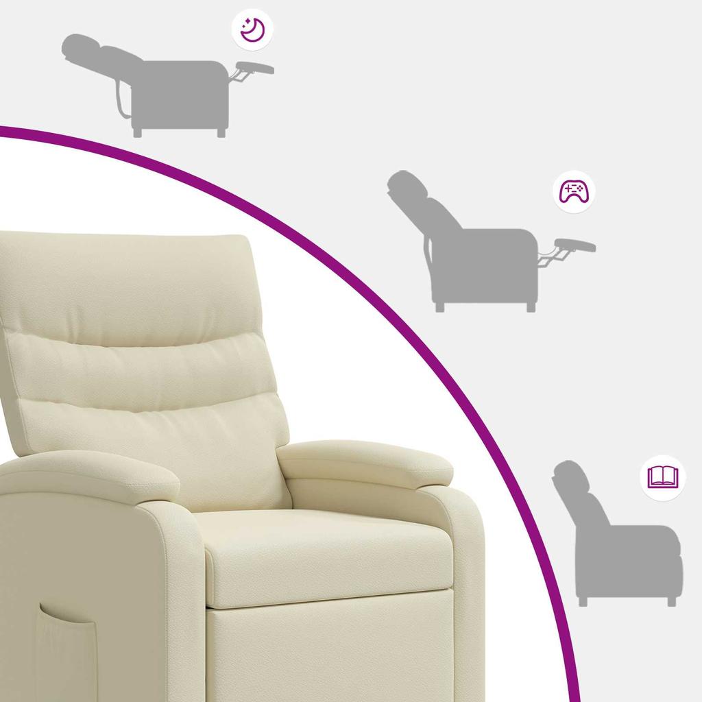 Recliner Chair Cream Faux Leather