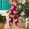 Women's Casual Jumpsuit Valentine's Day Heart Printed Cotton Jumpsuit