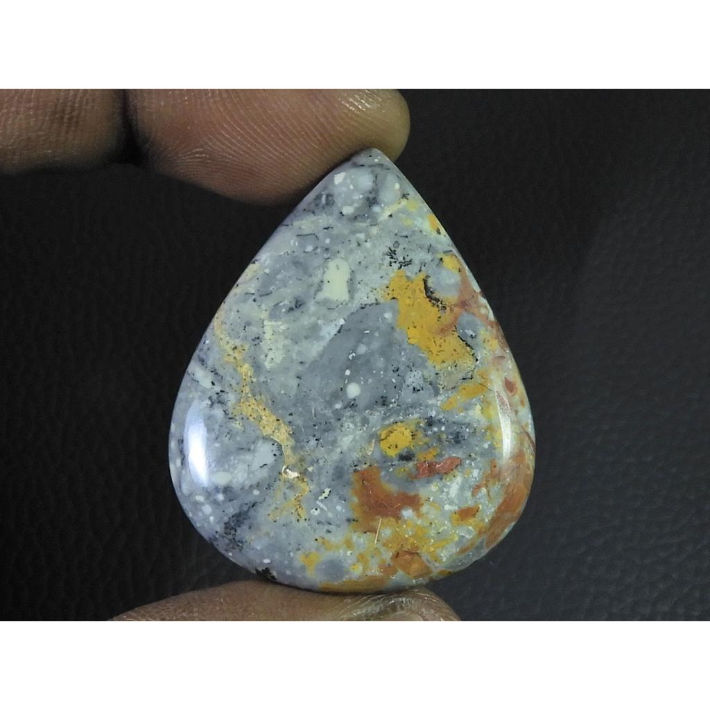 65Cts. Natural Maligano Jasper (32X39X06MM) Pear Cabochon Loose Gemstone B-269