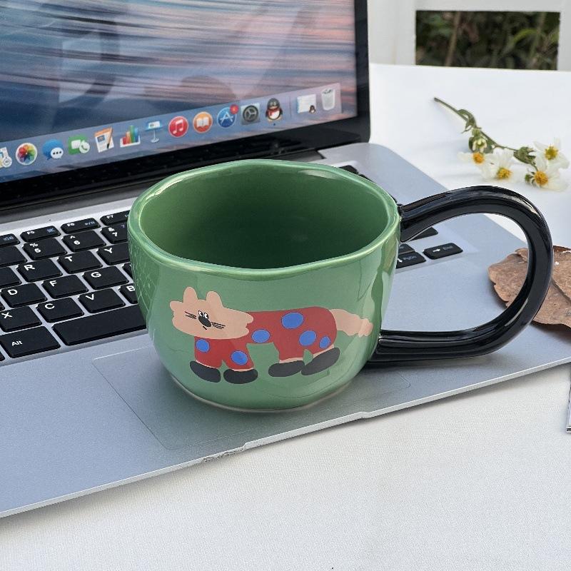 Hand Pinch Big Ear Mug Cartoon Puppy Ceramic Cup Creative Coffee Cup Color Box Couple Cup Gift