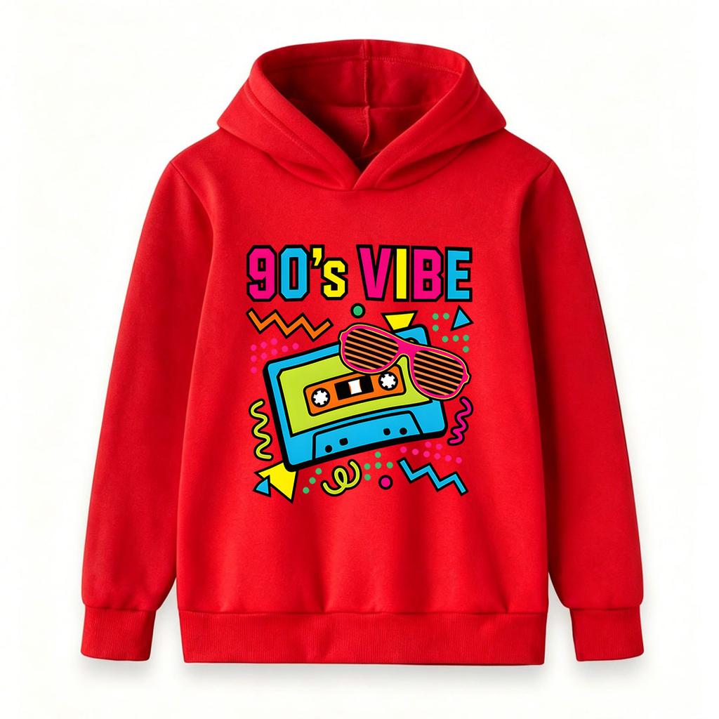 Kids Boys Girls Pullover Hoodie 90s Vibe Retro Cassette Tape Shades Print Casual Long Sleeve Sweatshirt For Youth 90s Themed Party Streetwear Lightwei