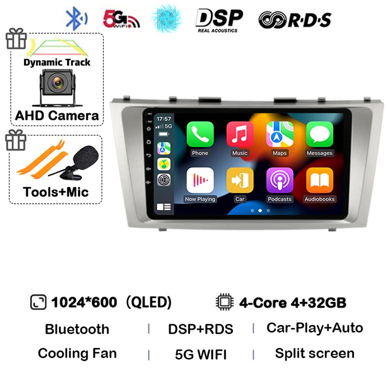 Android 14 Carplay Wifi+4G Car Radio For Toyota Camry 7 XV 40 50 2006-2011 4G Multimedia Player Navigation GPS Stereo 360 Camera