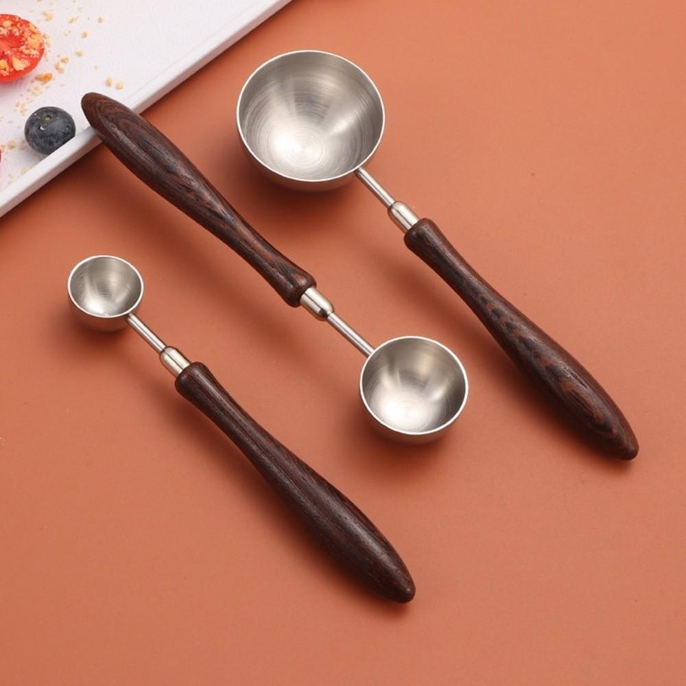 Stainless Steel Long Coffee Scoop Spoon Wood Handle Measuring Spoon Tea Scoop Spoon Kitchen Tool