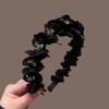 High-End Rhinestone Black Pleated Headband for Women - 2025 Non-Slip High Crown Head Hoop with Teeth