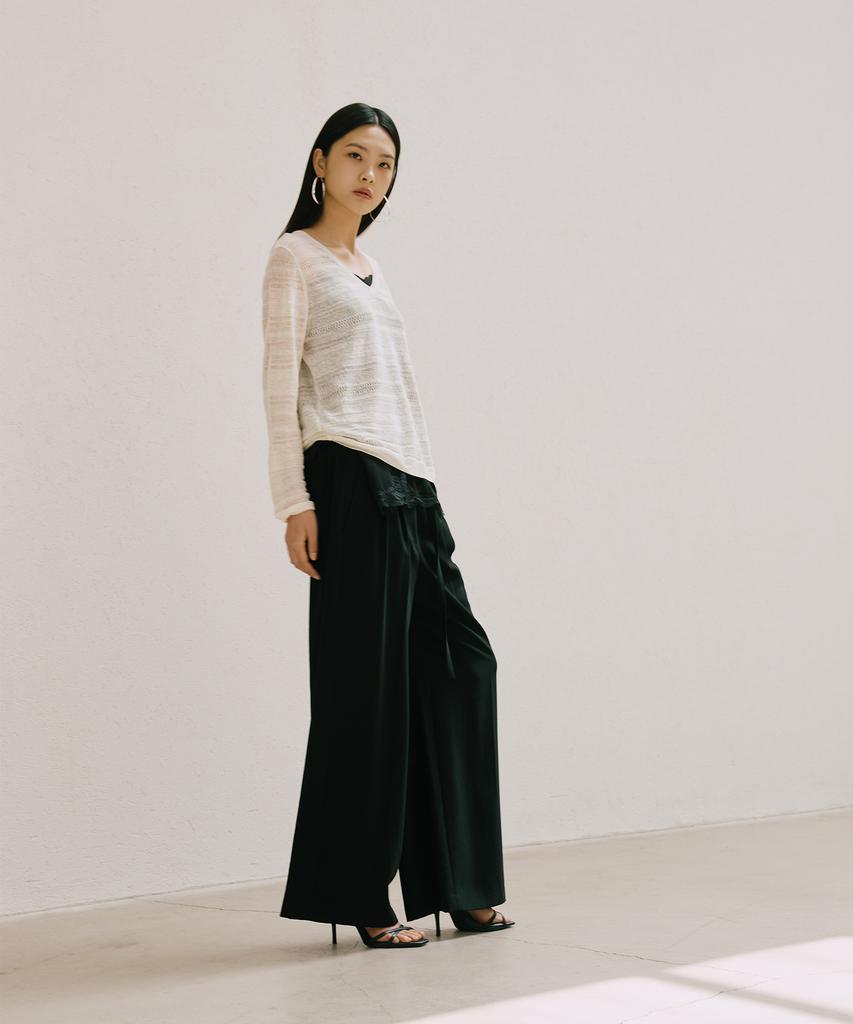 Diale Choir Linen V-Neck Knit - Ivory