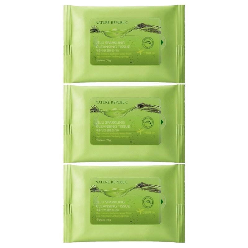 Nature Republic Jeju Sparkling Cleansing Tissues, 15 wipes, 3 pcs