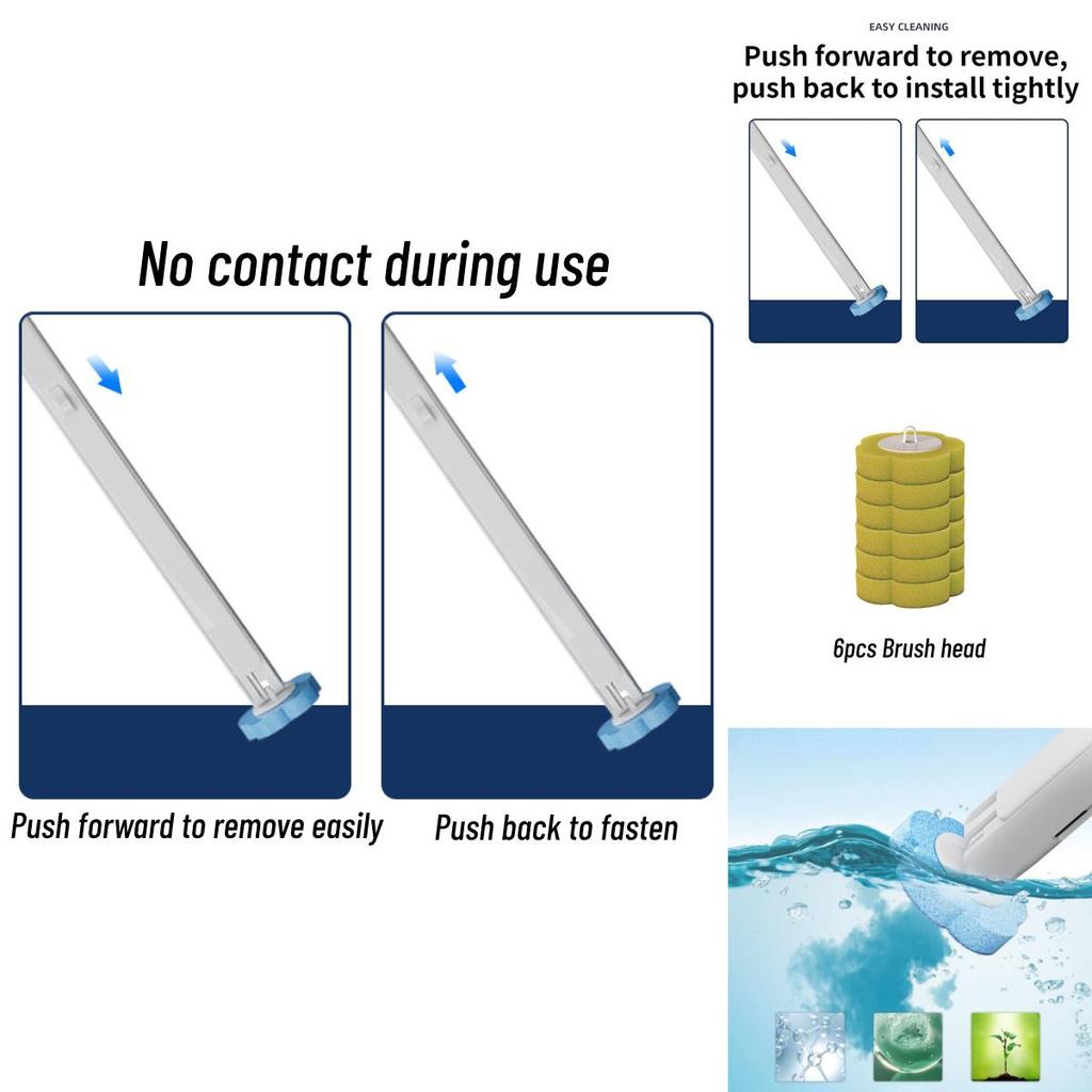 Disposable Toilet Brush Wands With Replaceable Heads Easy To Clean Toilet Bowl Lid And Corner Dirt Plastic Material Blue Yellow Purple