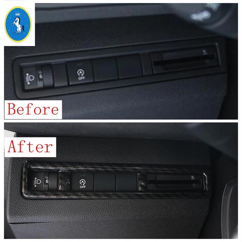 Head Lights Lamps Switch Control Button Panel Cover Trim For Peugeot 3008 5008 GT 2017 -  Carbon Fiber Interior Accessories