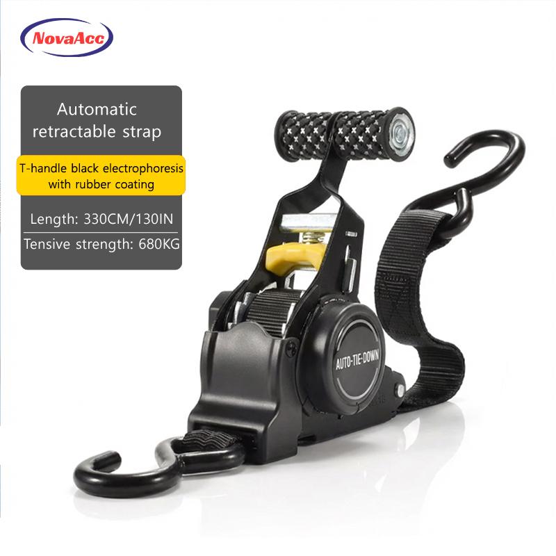 NovaAcc Heavy Duty Cargo Strap Auto Retractable Quick Release Tensioning Band for Truck Cargo Transport Car Motorcycle