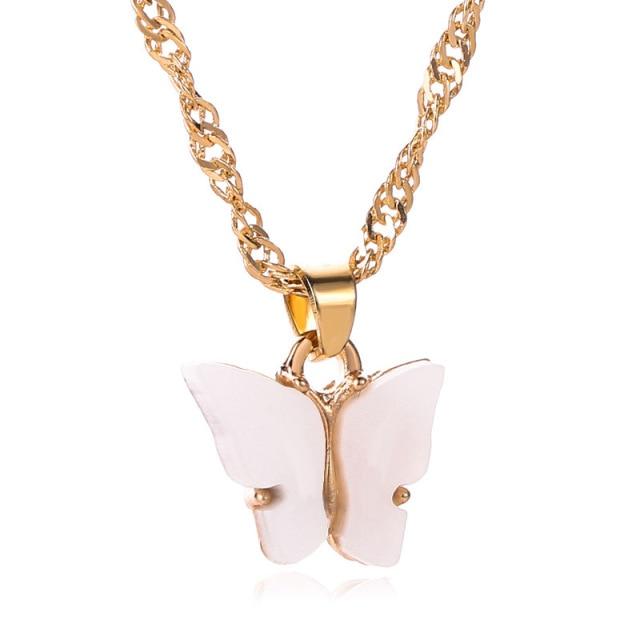 Gold Color Chain Butterfly Pendant Choker Necklaces Women Bold Statement Collares Bohemian Beach Jewelry Souvenir Gift Idea Collier CheapStatement