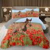 Running Wild Horses Print Quilted Bedspread Coverlet 2/3-Piece Rustic Bedding Set Reversible Lightweight Quilt Set Queen/Full