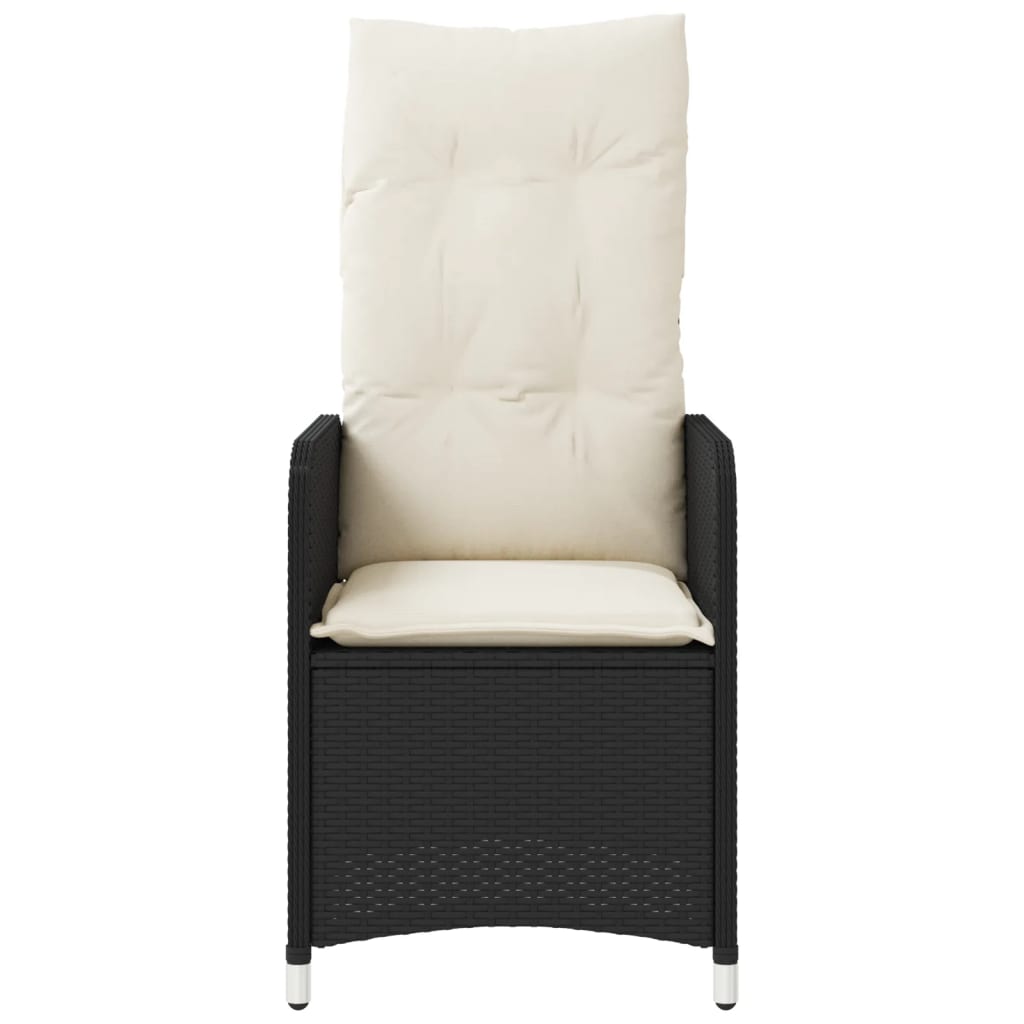 Garden Chair with Cushions 2 pcs Adjustable Black Poly Rattan