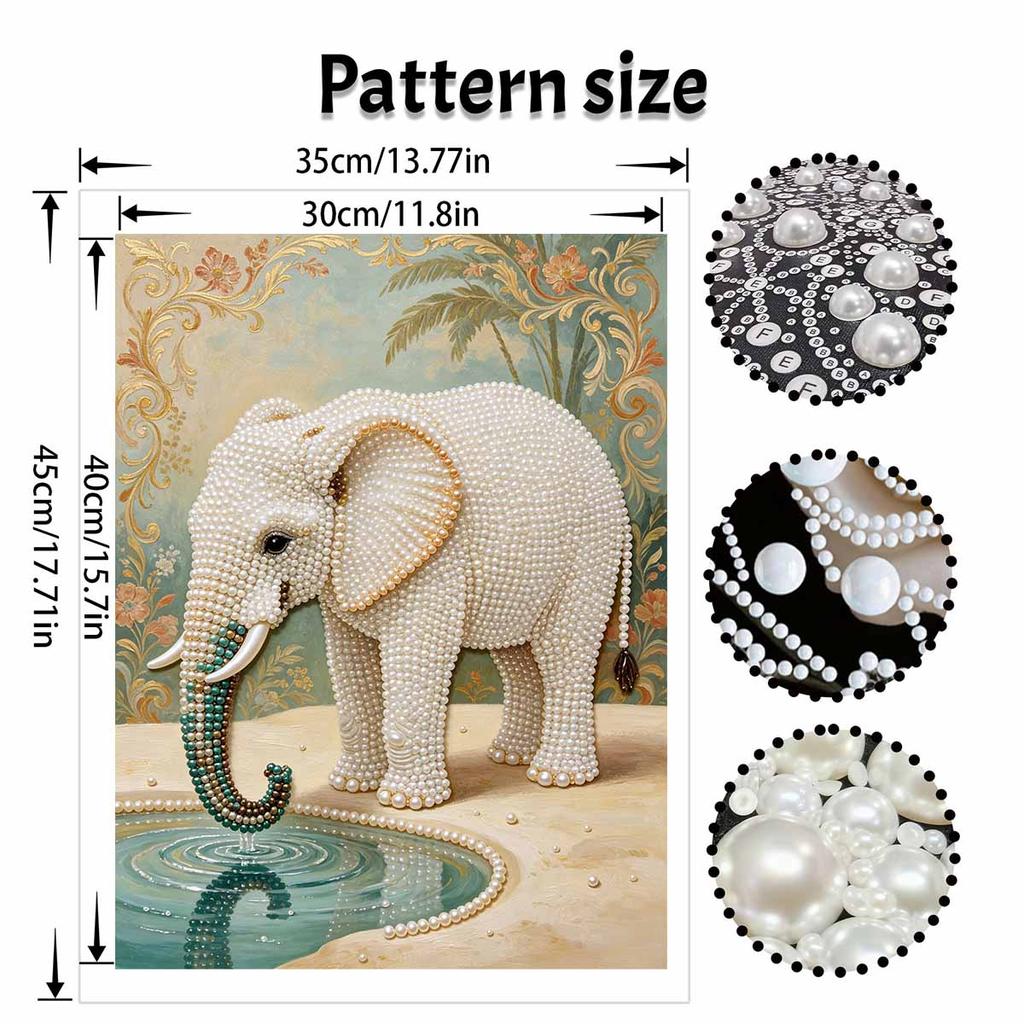Pearl DIY Art Painting Elegant Elephant Handcrafted Picture Indoor Wall Ornament Relaxing Leisure Hobby Exquisite Home Decor Gift