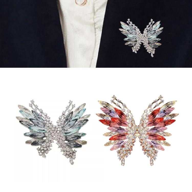 Butterfly Shaped Zircon Crystal Brooch For Formal Outfits Evening Wear Vintage Inspired Elegant Lapel Pin Accessories