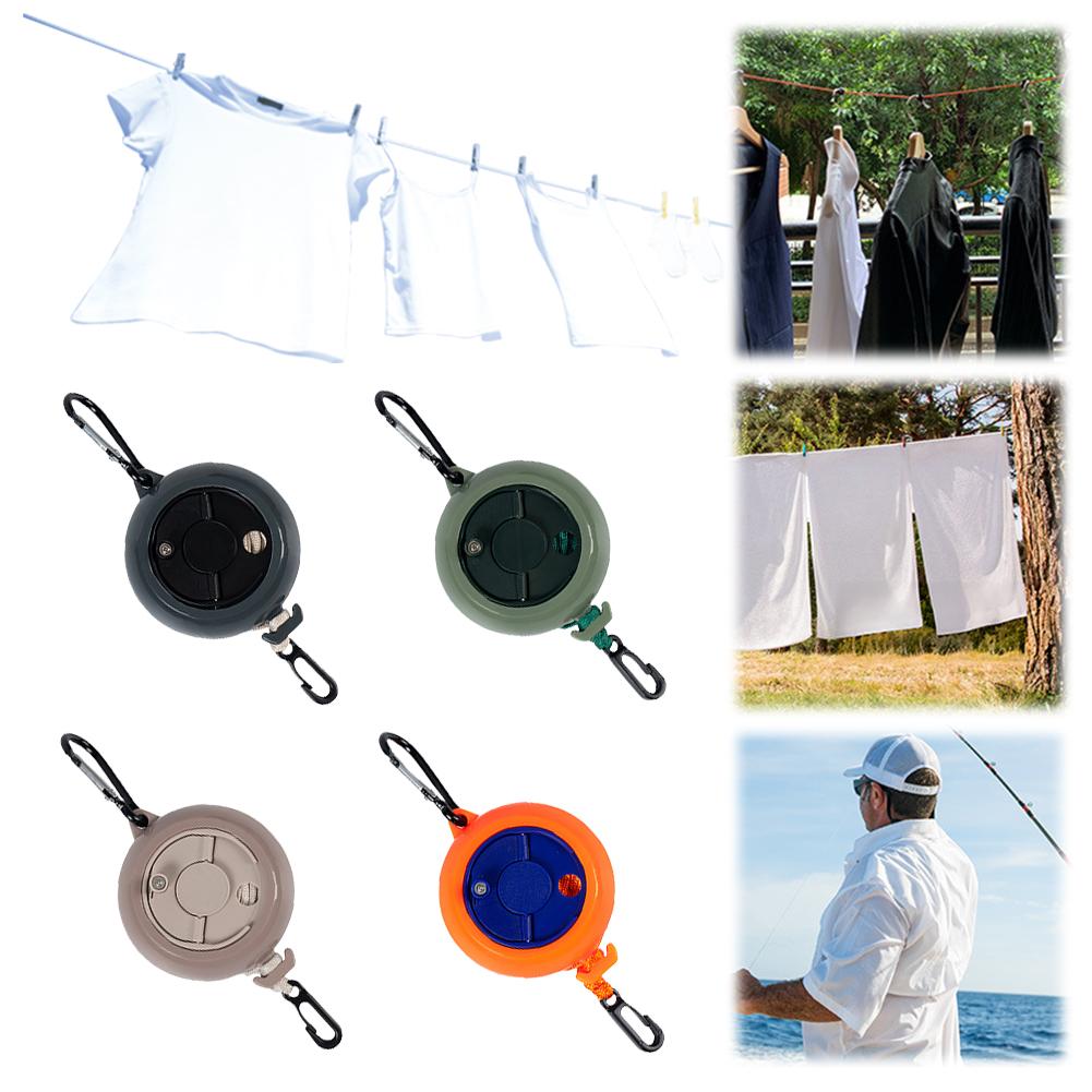 10 Meter Einziehbare Wäscheleine Ausziehbar Tragbar Reise-Wäscheleine mit 10 Festen Schnallen und 20 Wäscheklammern für Draußen