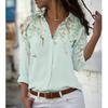Camicia Stampata a Maniche Lunghe Casual da Donna Primavera Larga Vintage Bluse Top da Donna Moda Ufficio Bottoni Camicie da Donna Bluse