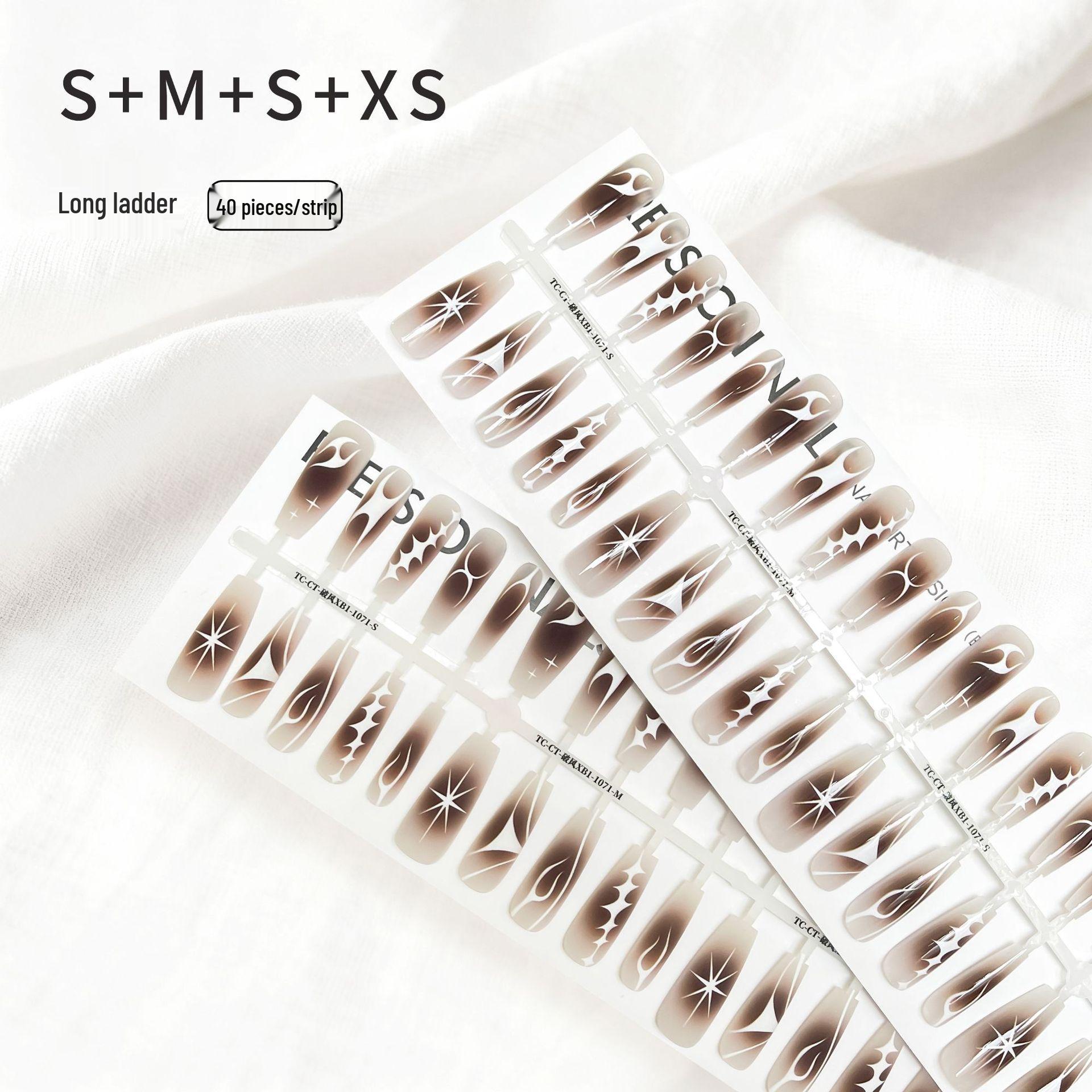 Осень Зима Карамельный Янтарный Готический Градиентный Размытый Готовые Накладные Ногти Natural Matte No Top Coat (4 sets, 40 pieces)