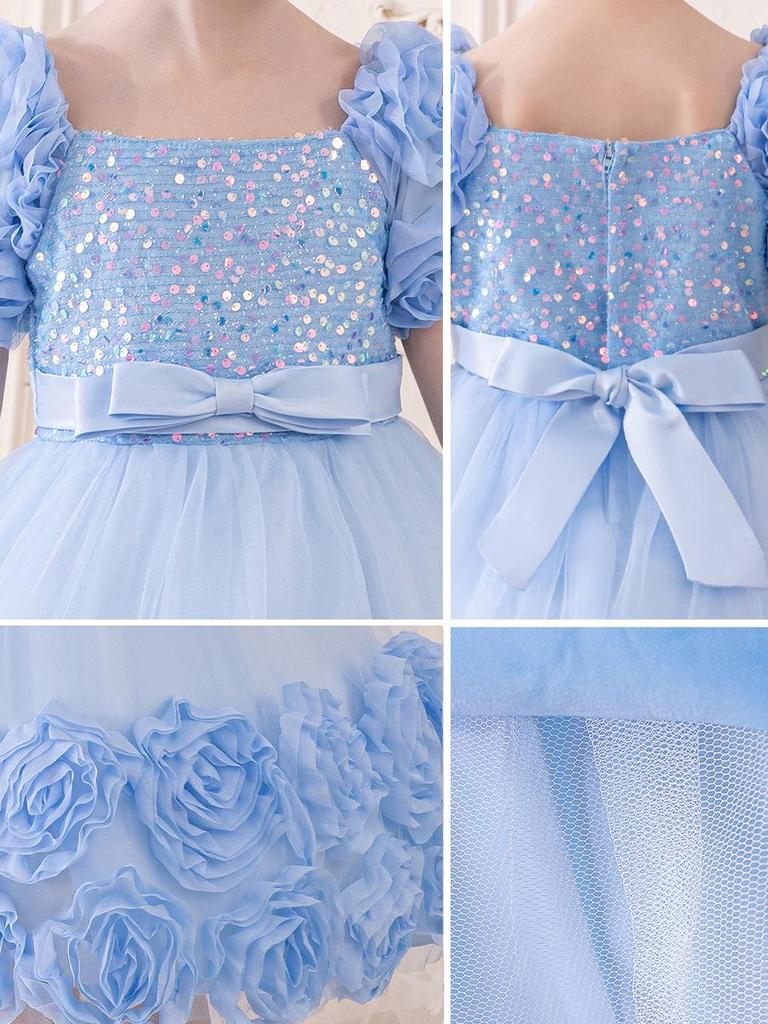 Girls' Flower Puff Tulle Dress - New Style Formal Skirt for Birthdays & Parties