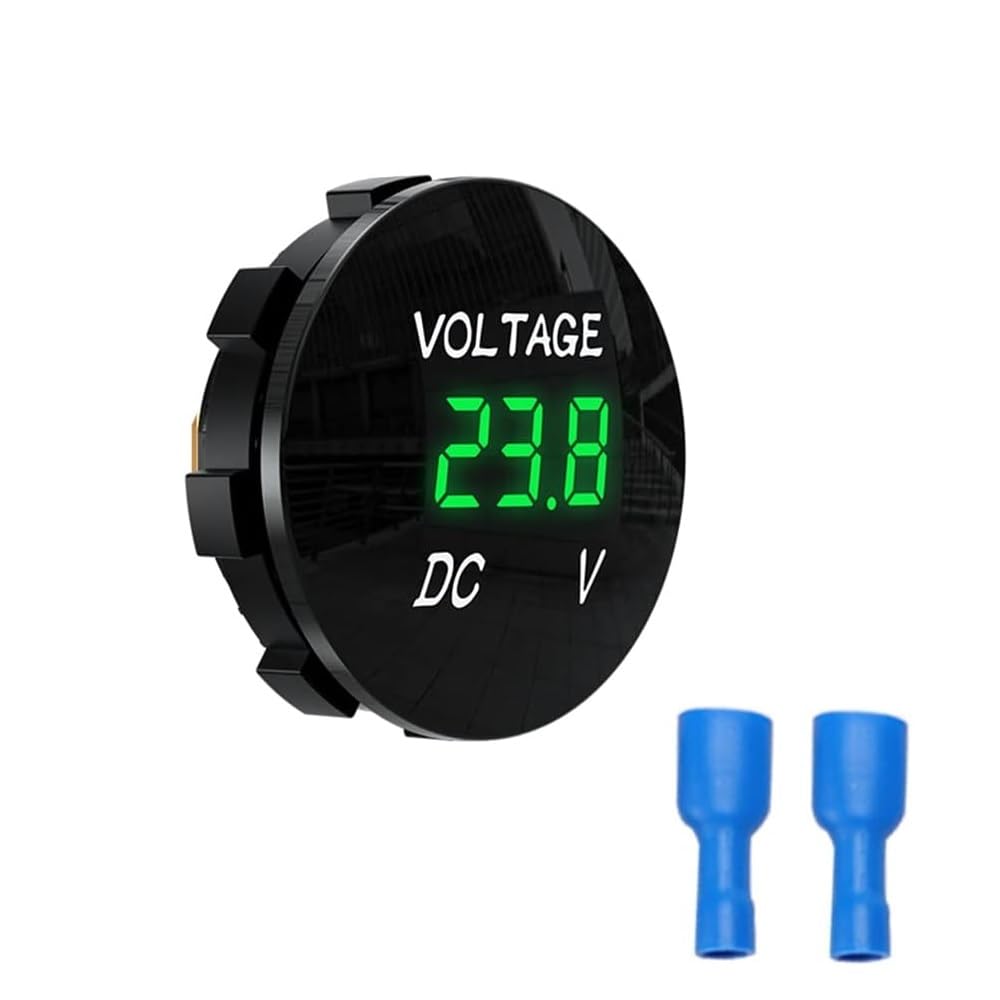 

Car Waterproof Voltmeter, White Light Round Panel DC 12-48V LED Digital Battery Voltage Meter for Marine Vehicle Motorcycle Truck (1 Piece) зелёный