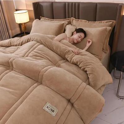 Thermal Winter Lamb Velvet Quilt Thick Flannel and Lamb Double-faced Velvet Wool Blankets Quilts Thick, Warm and Comfortable