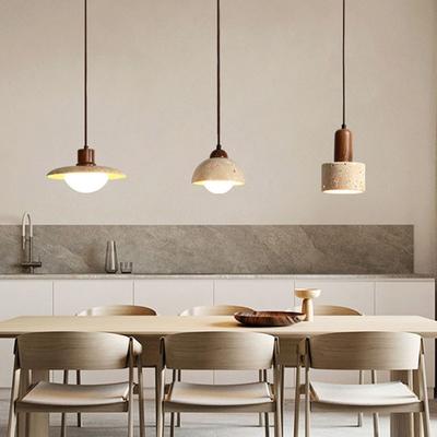 LED Pendant Light Retro Yellow Hole Stone Bedside Small Pendant Lamp Bedroom Dining Room Lighting Hanging Lamp