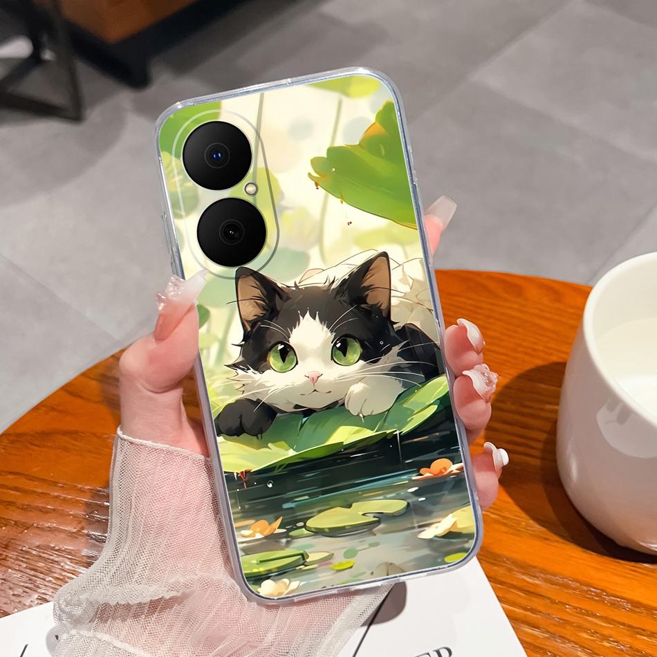 

For Huawei Enjoy 80 Phone Case Simple Flowers Cover For Huawei Nova Y73 Soft TPU Clear Silicone Lightweight Anti Slip Funda Capa Huawei Nova Y73&Silicon