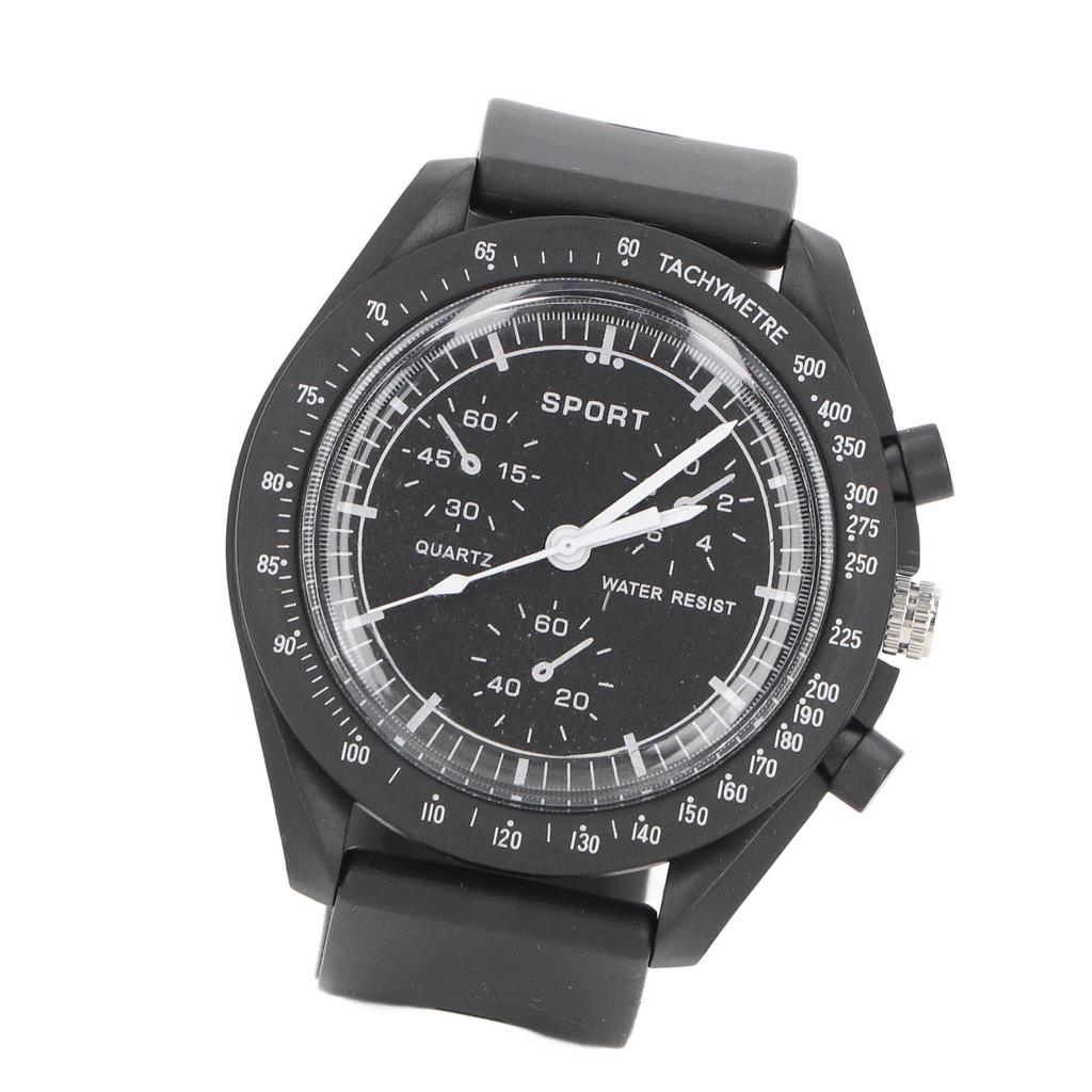 Digital Sports Watch Accurate Time Waterproof Stopwatch Clear Lens Electronic Watch Black Strap Black Screen Quartz