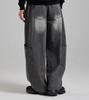 Beoteunseoul Out-Pocket Curved Volume Denim Pants (Dark Gray)