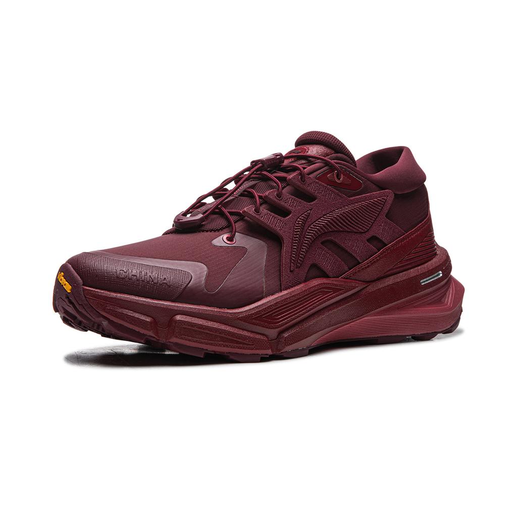 Li Ning Cushioning Slip Resistant Abrasion Resistant Low top Casual Shoes Unisex Dark Burgundy AGLV257-4