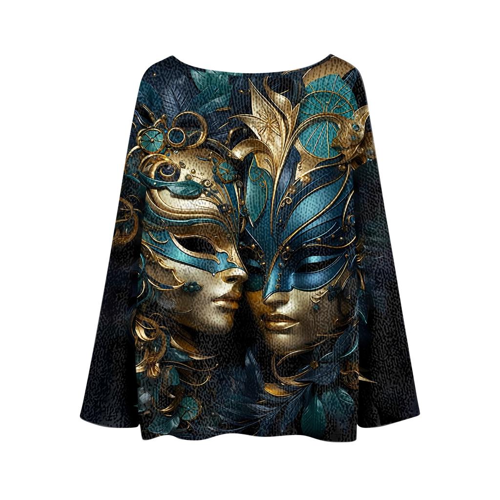 Damenmode Rundhals Langarm Print Lässiger Pullover Sweater Top