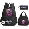 Cartoon Demon Hunters Printed Backpack Lunch Bag Pencil Case for Children Student Schoolbag Girl Kid Gift Women Travel Bag