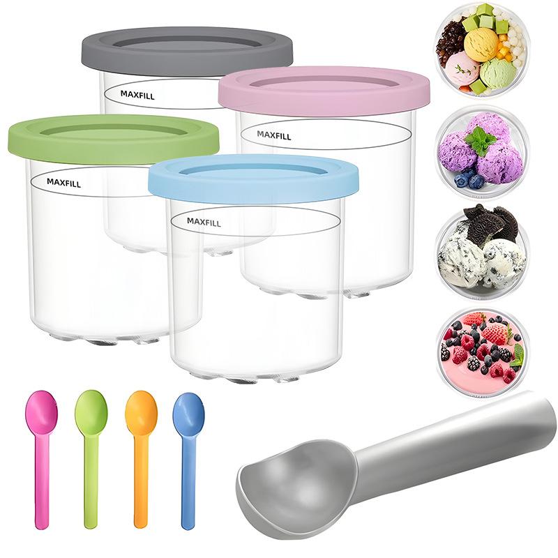 Ice Cream Maker Cups with Lids Reusable Can Store Ice Cream Pints Containers with Sealing Easy To Clean Ice Cream Storage Box