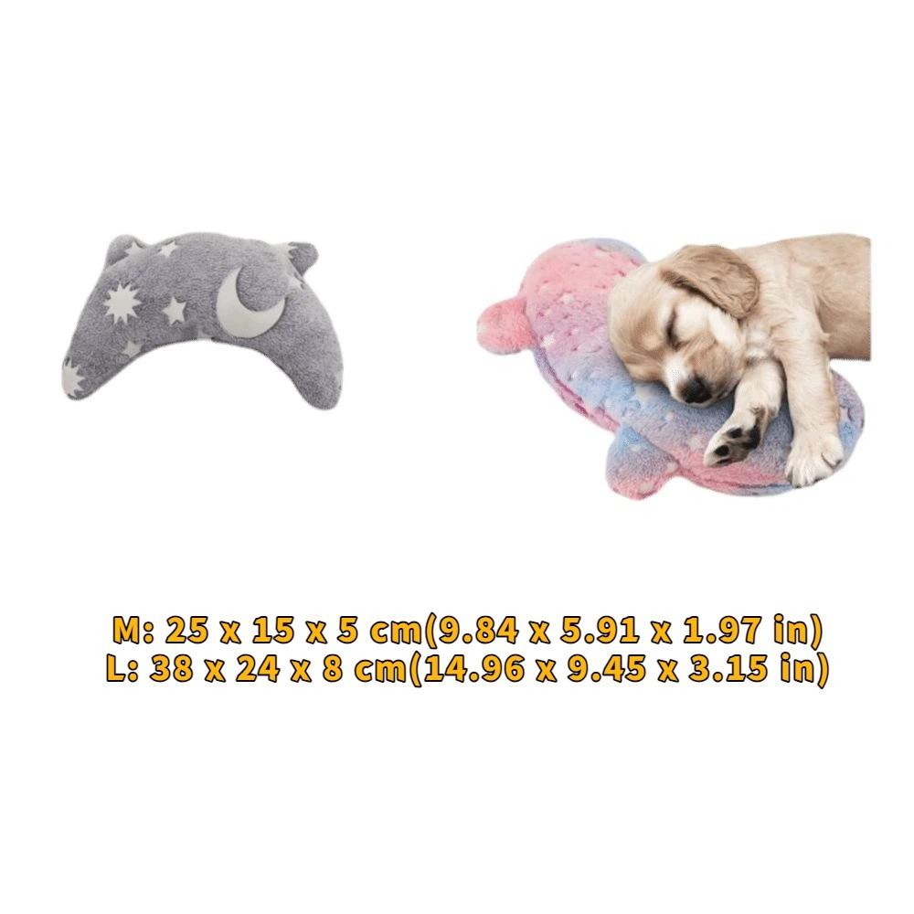 Plush Cat Glowing Pillow Moon Star Dog Sleep Mat Cartoon U-Shaped Pet Pillow  Indoor