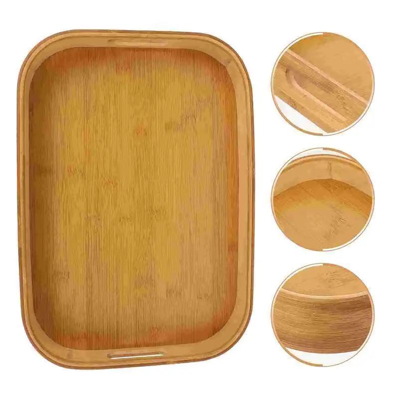 Bamboo Storage Tray Platters Serving Small Kitchen Snack Holder Footstool for Food Cooked Trays Snacks Organizer